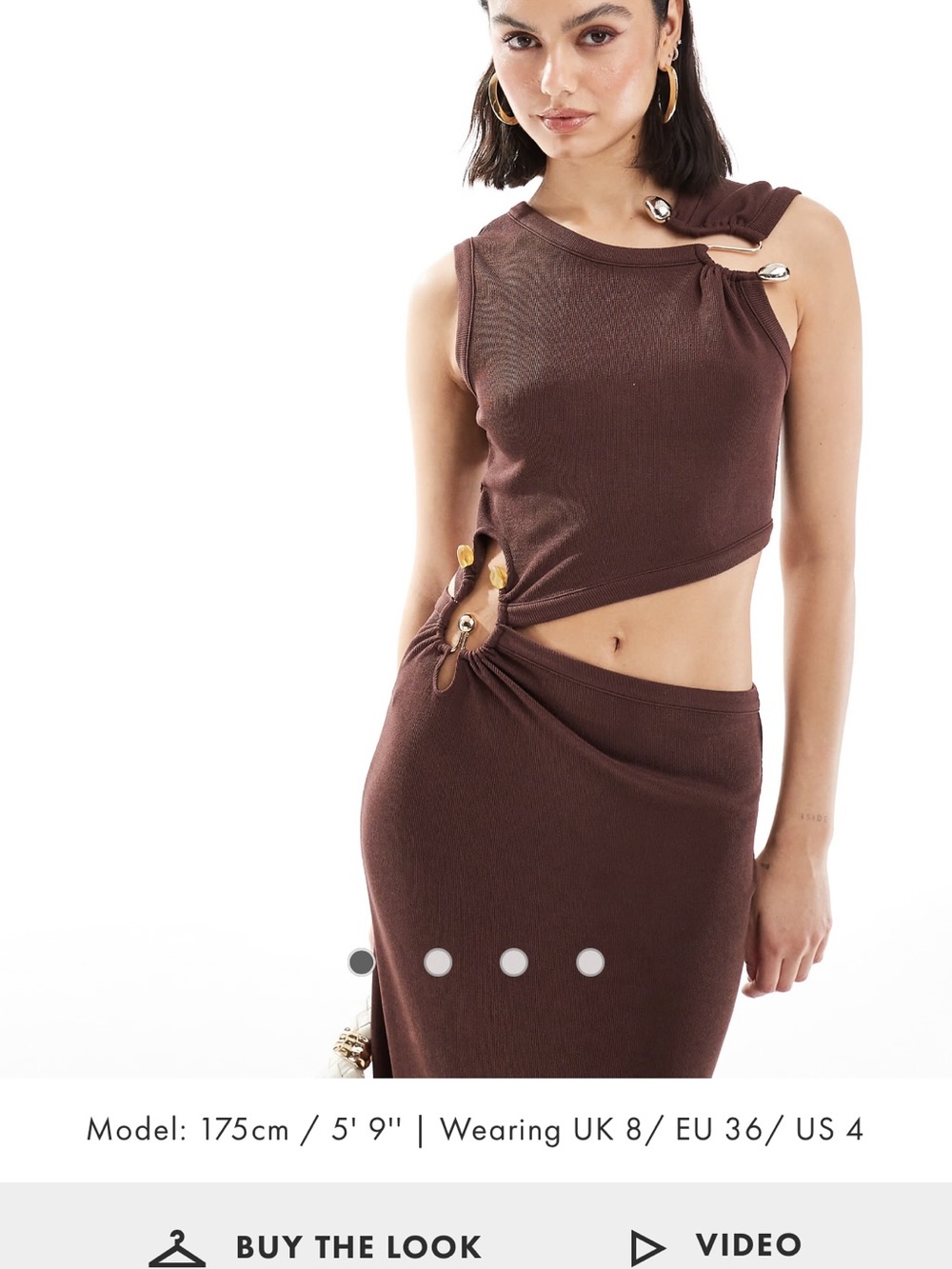 ASOS Brown Cutout Ribbed maxi Dress